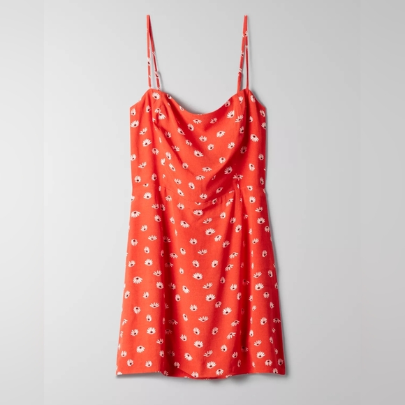 Aritzia/Wilfred Red Floral Mini Summer Dress Size 6 - Picture 5 of 5